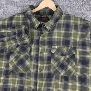 Dixxon Flannel Co The Action Green Plaid Snap Button Shirt Mens 3XL D-Tech Blend